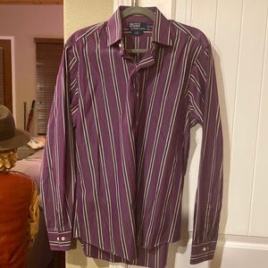 Polo (blue label) purple striped dress shirt sz L 16